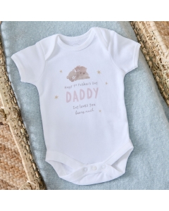 Personalised Father&rsquo;s Day Baby Bear Bodysuit in White and Pink