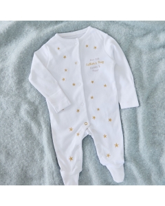 Personalised Our 1st Father&rsquo;s Day Gold Star Sleepsuit