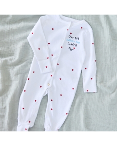 Personalised Our 1st Father's Day Red Heart Sleepsuit
