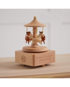 Personalised Wooden Music Carousel Wind Up Toy