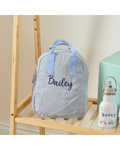 Personalised Big Name Blue Cord Mini Backpack