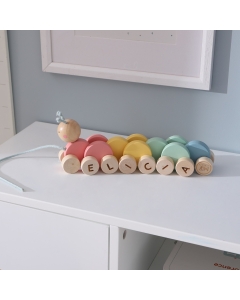 Personalised Colourful Pull Along Caterpillar FSC&reg;