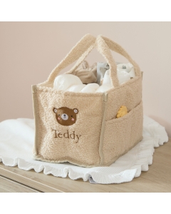 Personalised Teddy Bear Face Borg Nappy Caddy