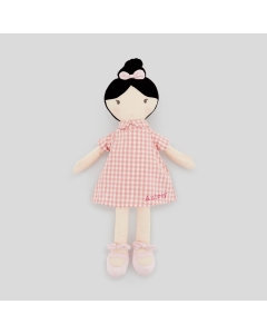 Personalised My 1st Doll in Pink Dress - Black Hair