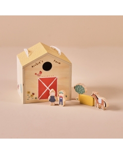 Personalised Just Bee Kids Wooden Farm House with Dolls FSC&reg;