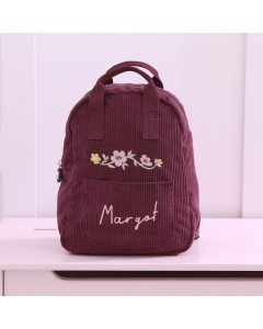 Personalized Floral Wreath Berry Cord Mini Backpack