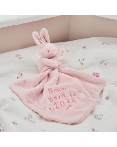 Personalised Born In 2026 Pink Bunny Comforter