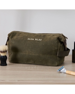 Personalised Khaki Green Mens Wash Bag