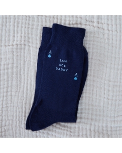Personalised Father's Day Ace Navy Socks