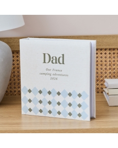 Personalised Blue Checkered Father's Day Linen Photo Album