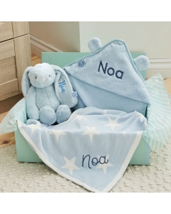 Personalized New Baby Essentials Gift Set - Blue