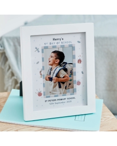 Personalized First Day Of School Photo Frame in Grey