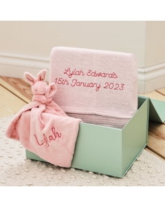 Personalized Pink New Baby Gift Set