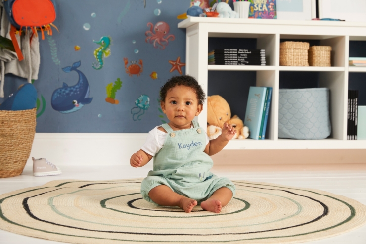 Personalised Blue Muslin Baby Romper