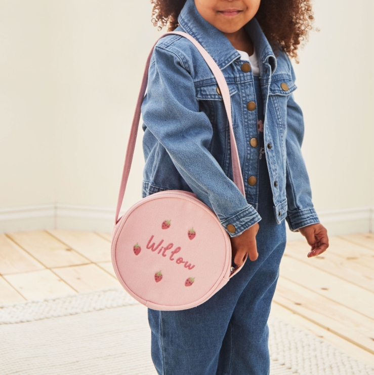Personalized Strawberry Design Pink Handbag