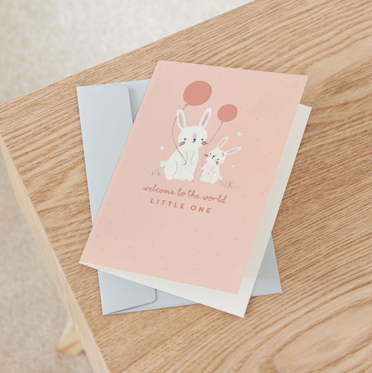 Personalized Bunny Design New Baby Greetings Card