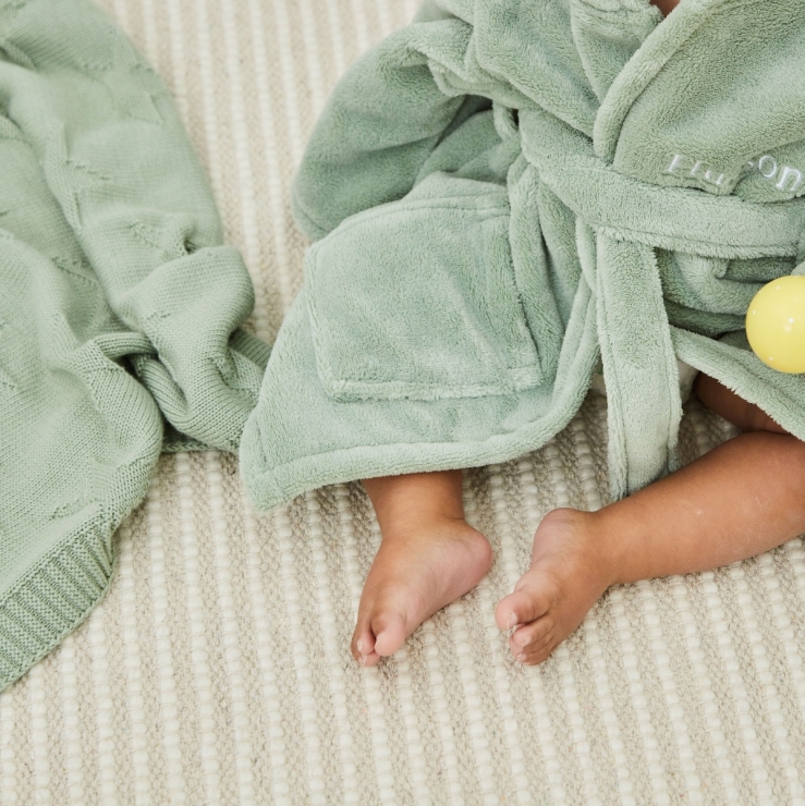 Personalised Sage Green Fleece Robe