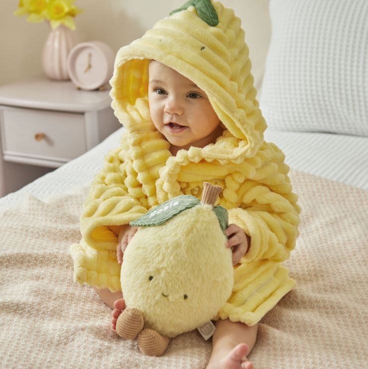 Personalised Lemon Ribbed Fleece Robe