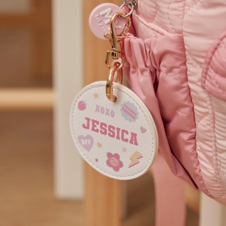 Personalized Pink Initial Keyring