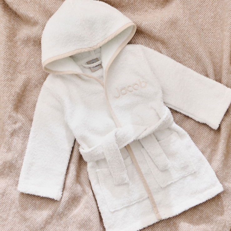Personalised Ivory Hooded Towelling Robe