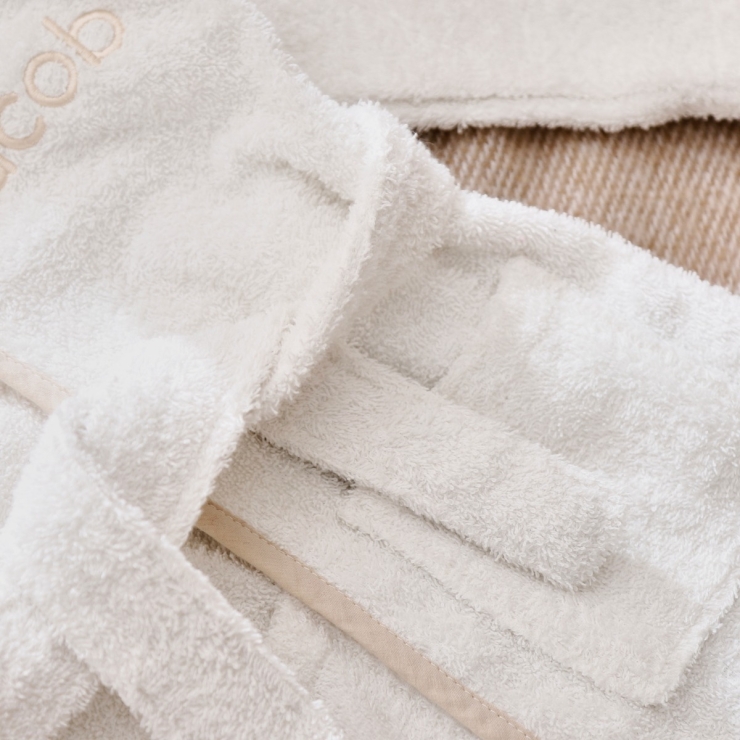 Personalised Ivory Hooded Towelling Robe