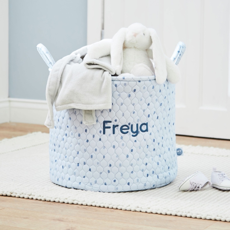 Personalized Large Blue Polka Dot Storage Bag
