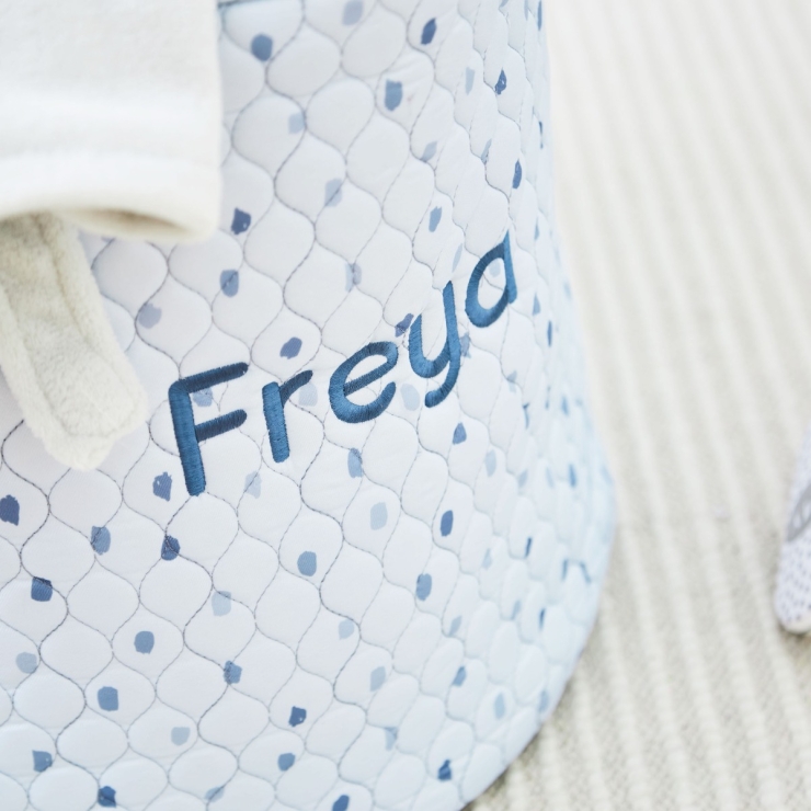 Personalized Large Blue Polka Dot Storage Bag