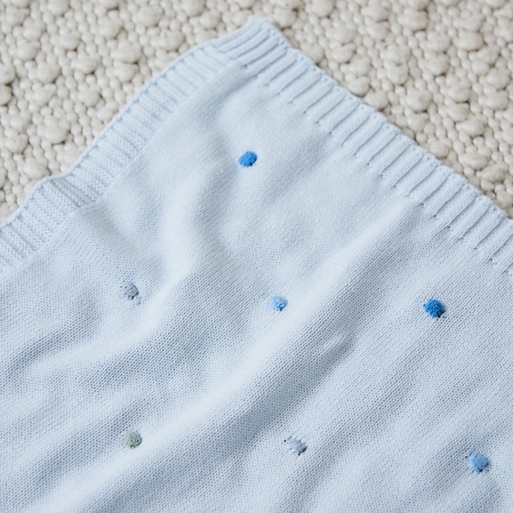 Personalized Blue Spot Bobble Blanket