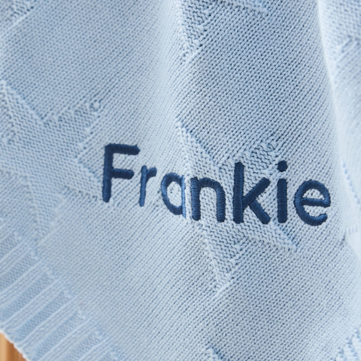 Personalized Light Blue Star Jacquard Baby Blanket