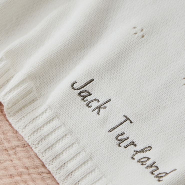 Personalized Cashmere Blend Pointelle Baby Blanket in Ivory