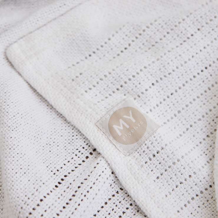Personalized Christening Day Ivory Cellular Baby Blanket