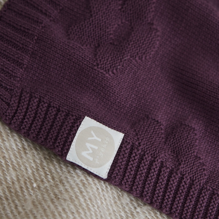 Personalised Plum Flower Jacquard Baby Blanket
