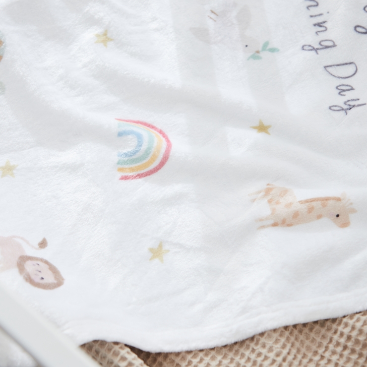 Personalised Animal Fleece Christening Day Baby Blanket