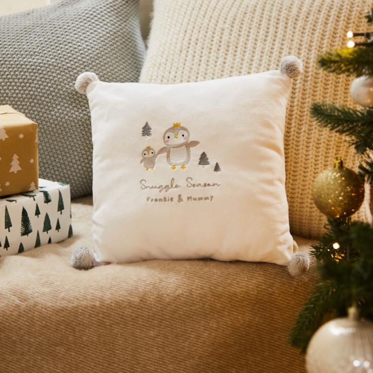 Personalised Penguin Embroidered Cushion