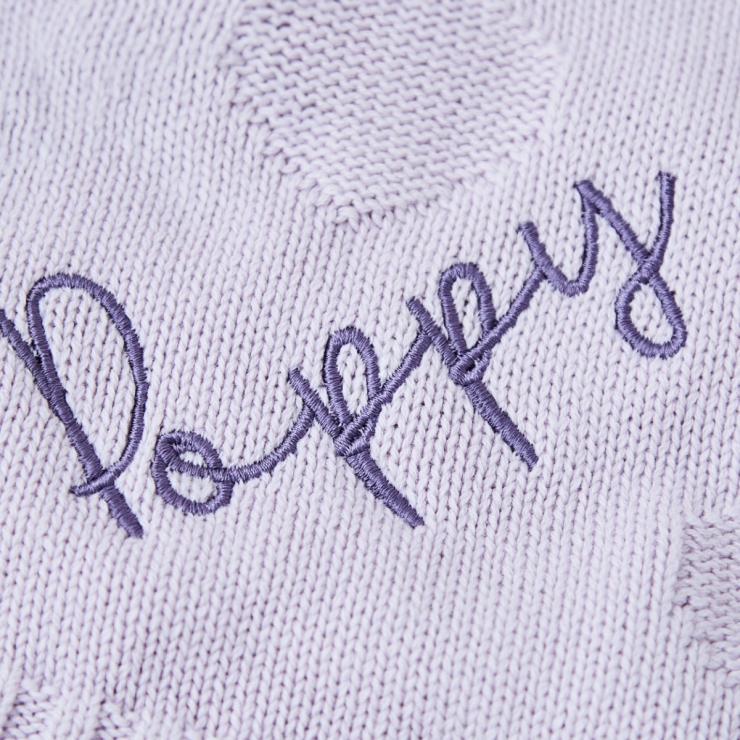 Personalized Lilac Heart Jacquard Baby Blanket