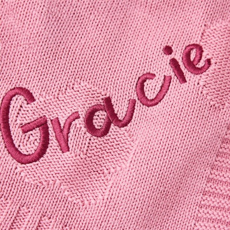 Personalized Daisy Peony Pink Jacquard Baby Blanket