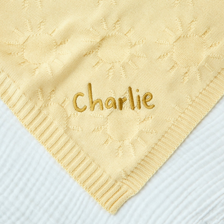 Personalized Sun Sunshine Yellow Jacquard Baby Blanket 