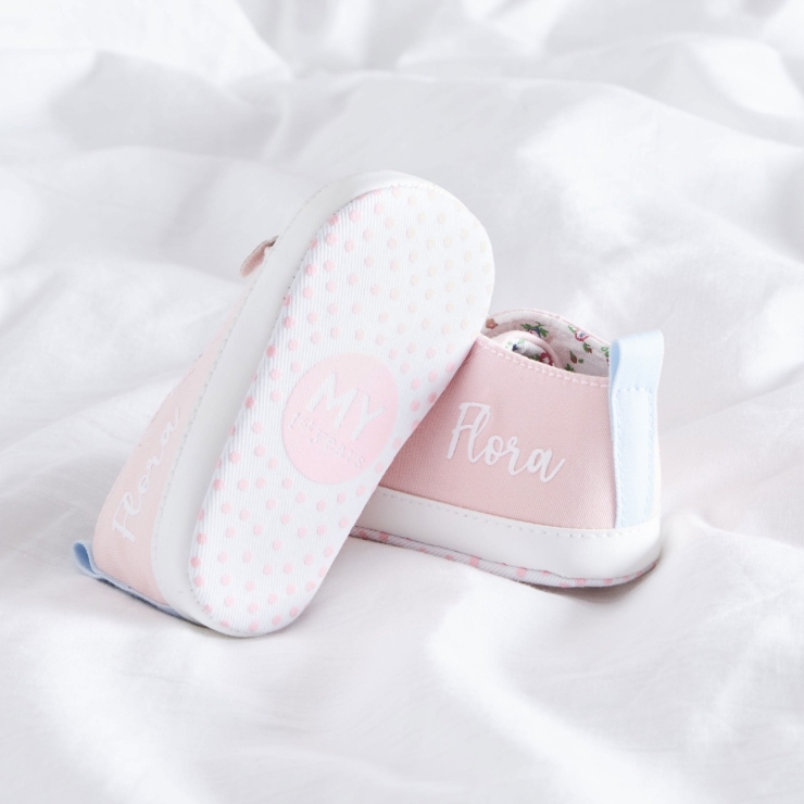 Personalised Pink Bunny High Top Trainers