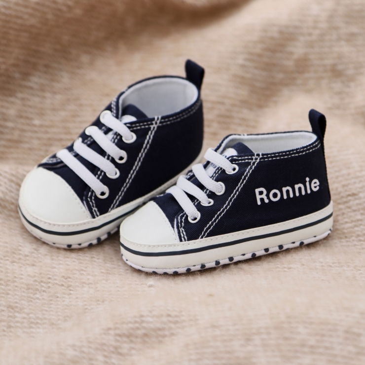 Personalized Navy Baby High Top Shoes