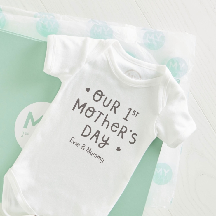Personalised White Our 1st Mothers Day Bodysuit