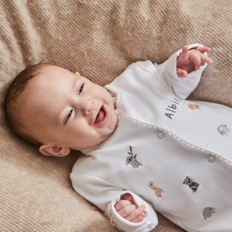 Personalised Safari Animal Sleepsuit