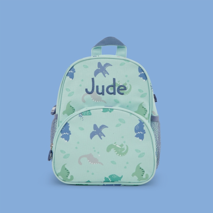 Personalised Blue Dinosaur Mini Backpack