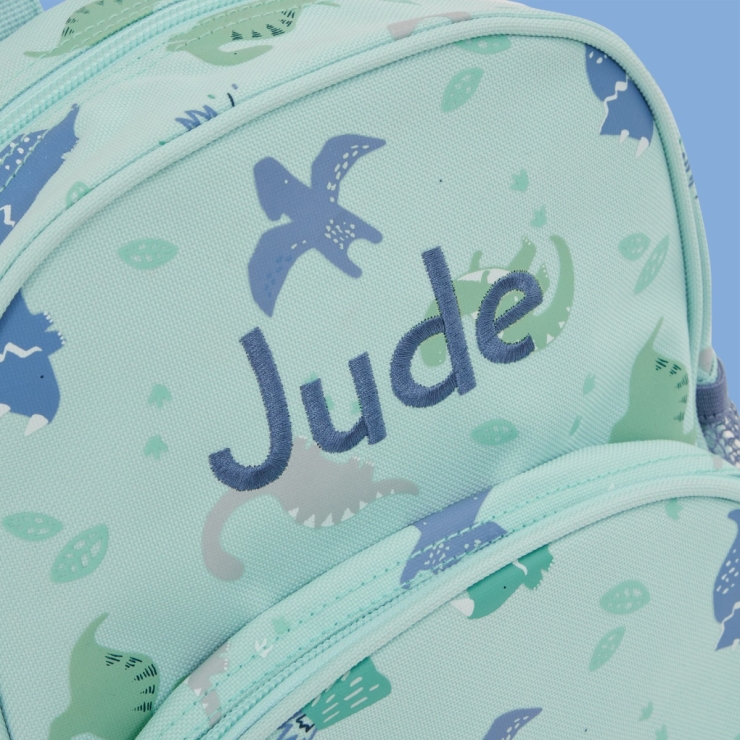 Personalised Blue Dinosaur Mini Backpack