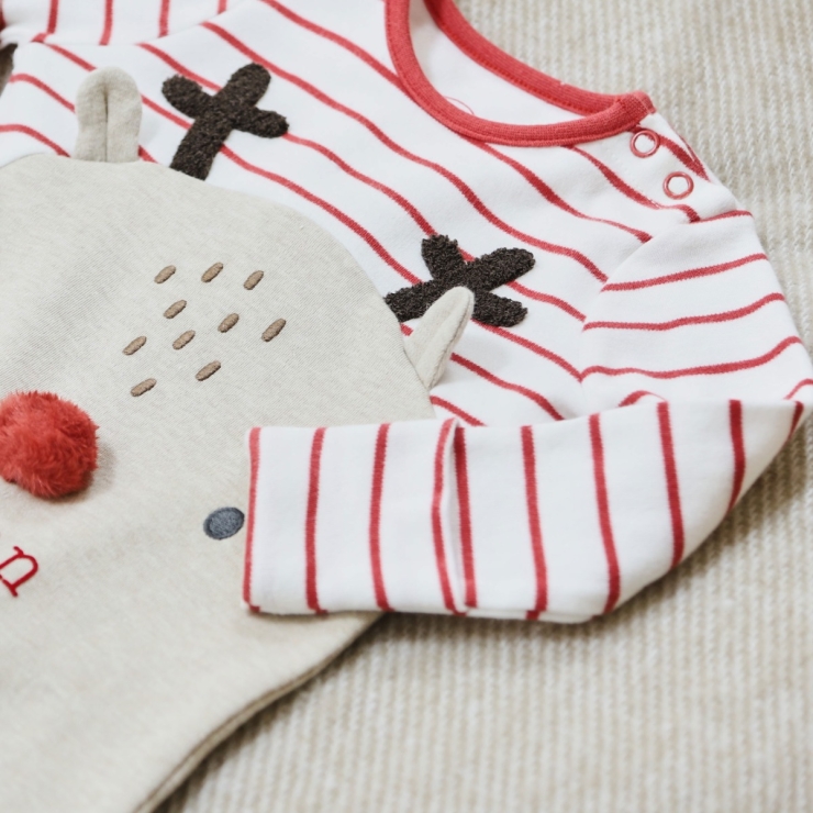 Personalised Red Reindeer Christmas Sleepsuit