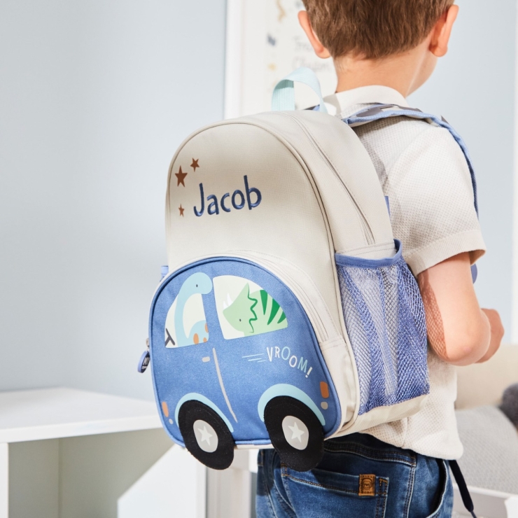 Personalized Dinosaur & Car Medium Backpack