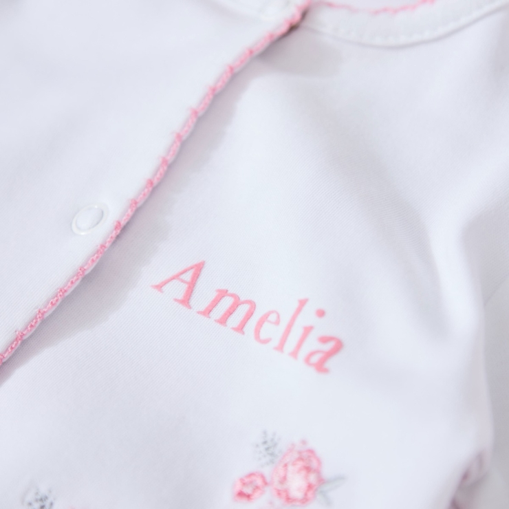 Personalised Floral Jersey Sleepsuit