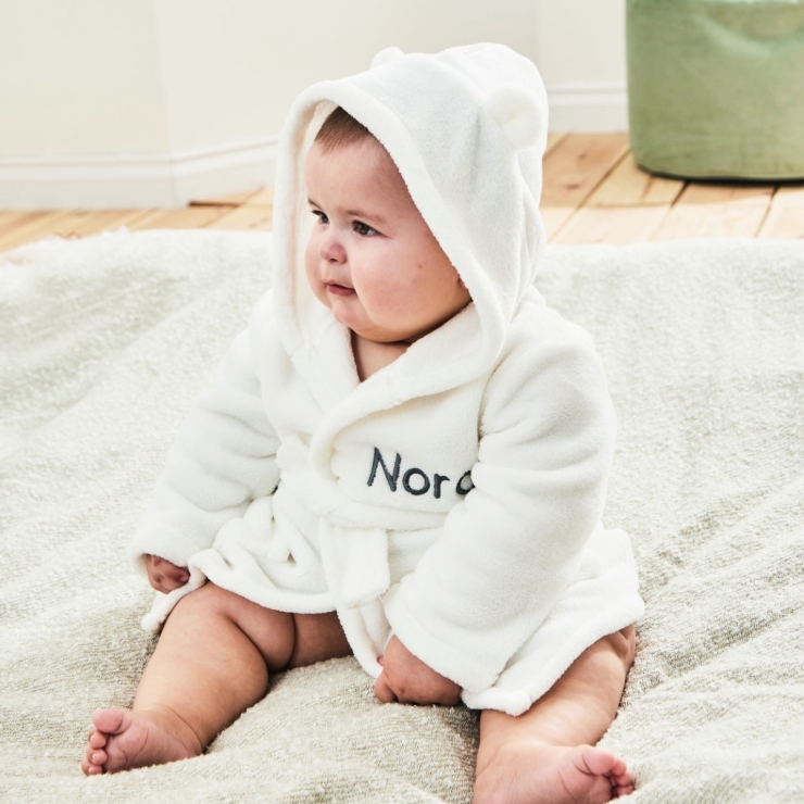 Personalised Ivory Hooded Fleece Robe