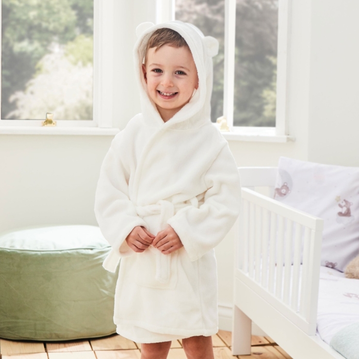 Personalised Ivory Hooded Fleece Robe