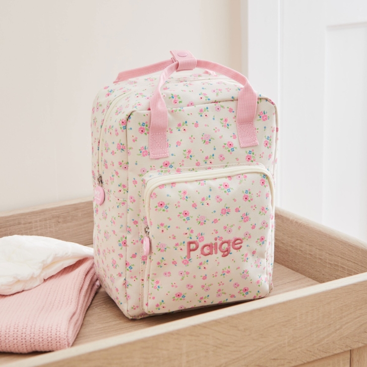 Personalized Ditsy Print Medium Backpack