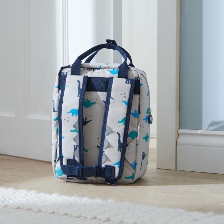 Personalized Grey Dinosaur Print Medium Backpack